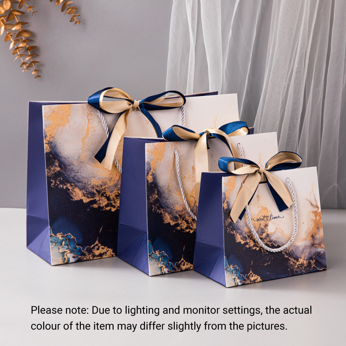 25pcs Marble Pattern Gift Bags with Ribbon Handles