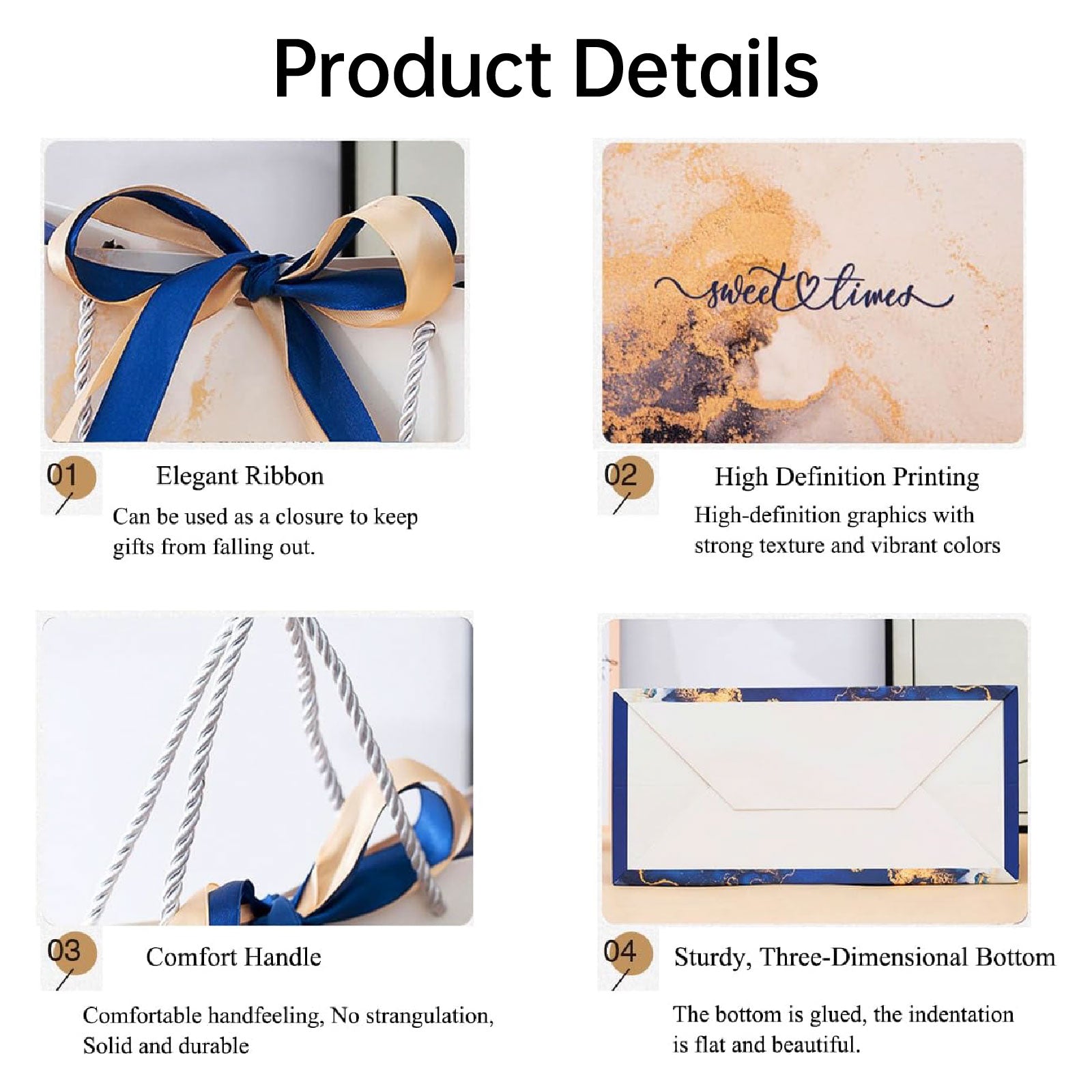 25pcs Marble Pattern Gift Bags with Ribbon Handles