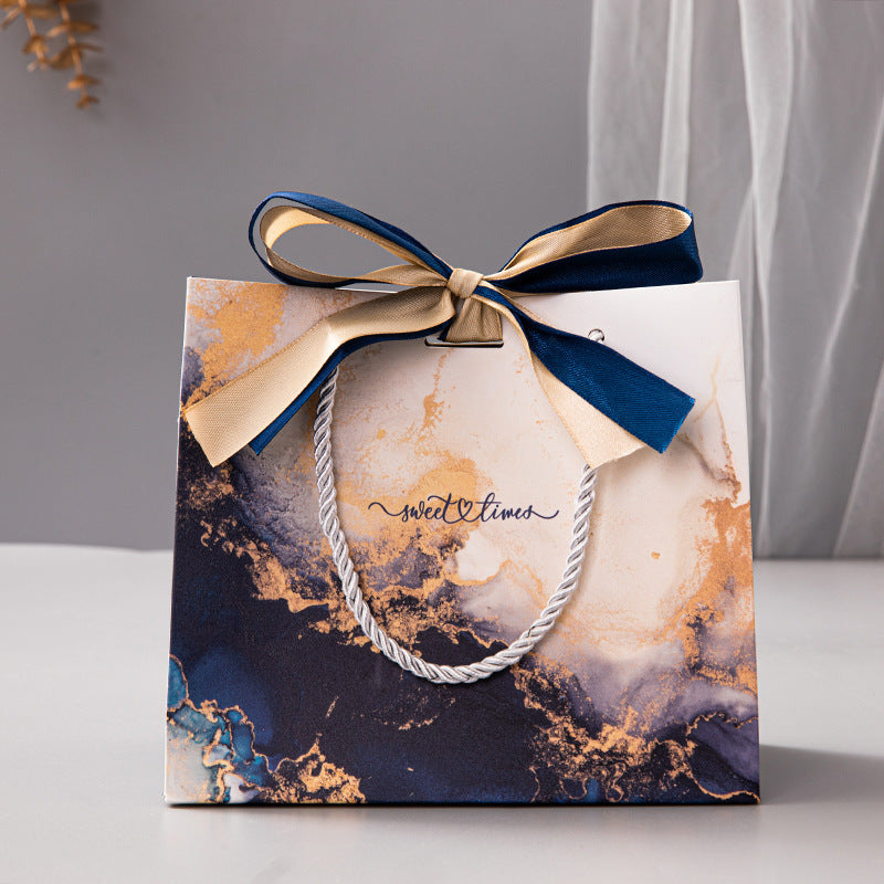 25pcs Marble Pattern Gift Bags with Ribbon Handles
