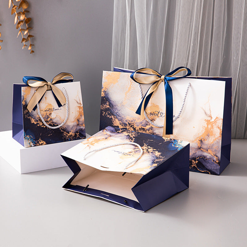 25pcs Marble Pattern Gift Bags with Ribbon Handles