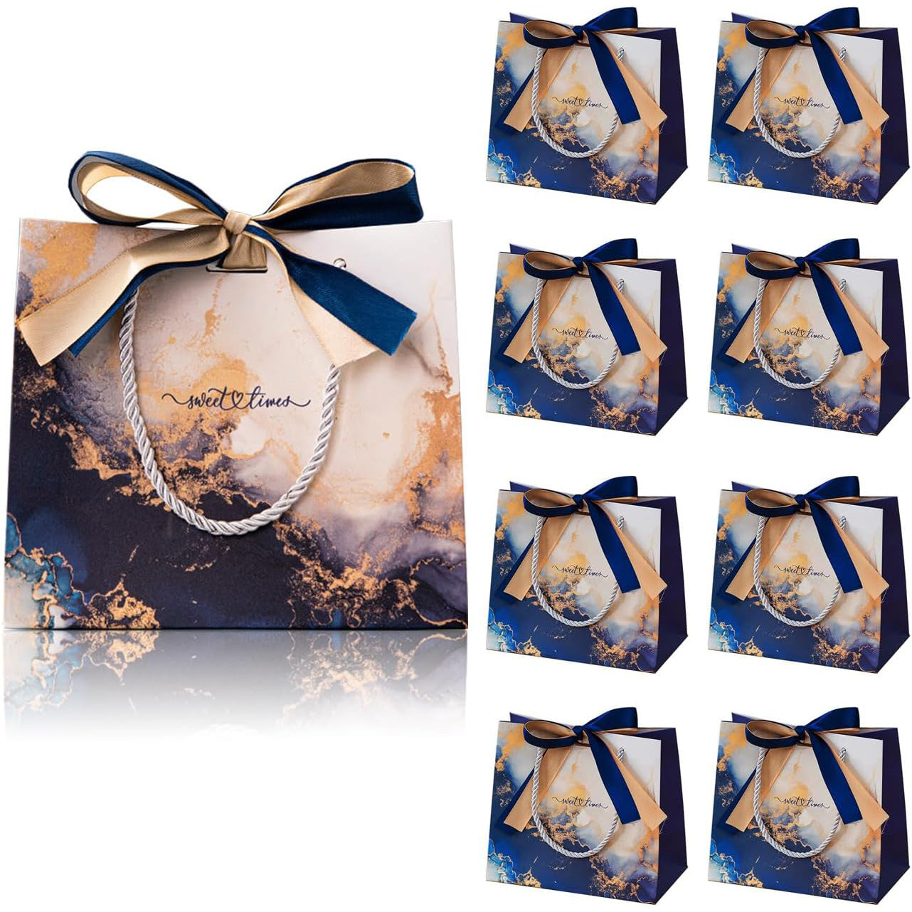 25pcs Marble Pattern Gift Bags with Ribbon Handles