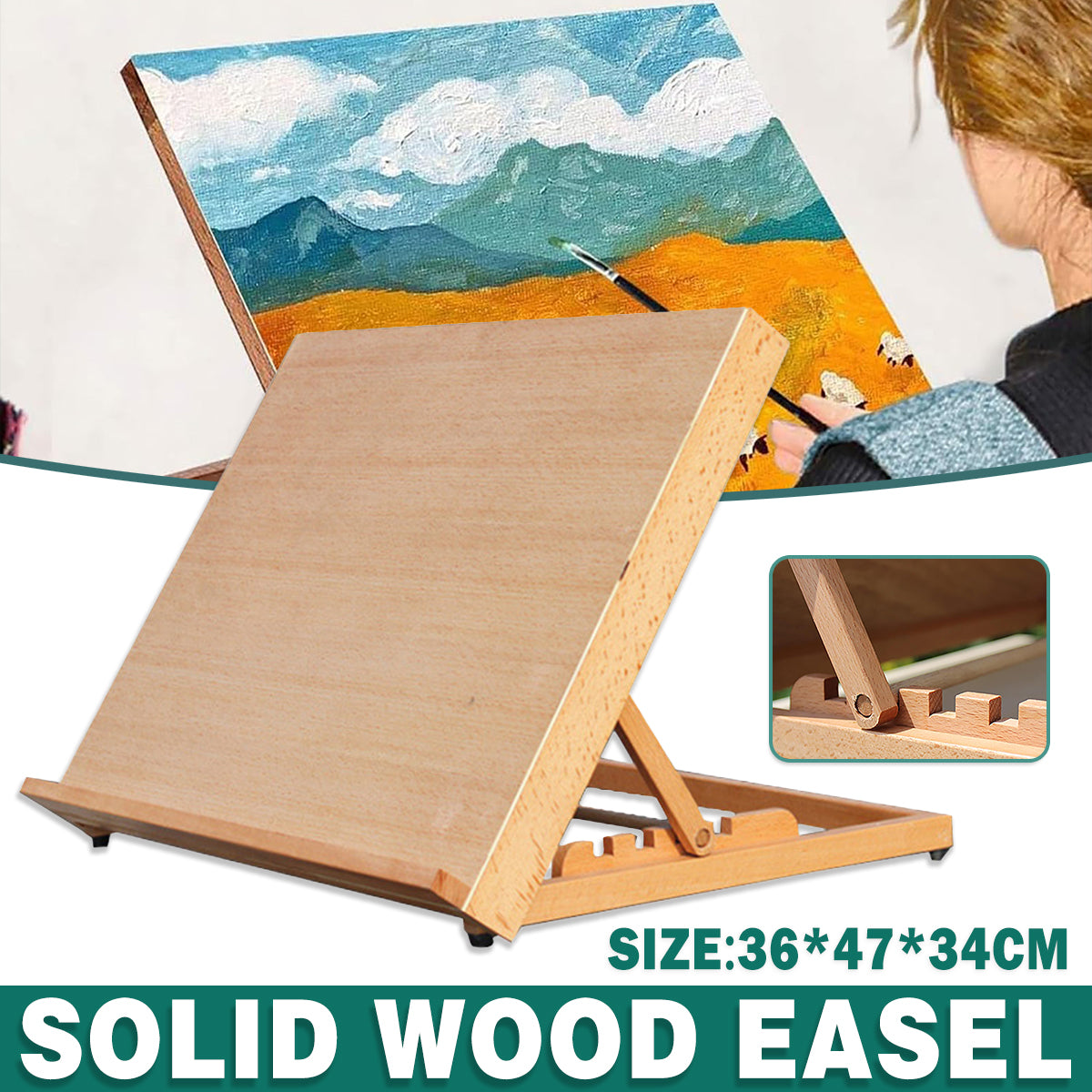 Tabletop Solid Wood Easel Adjustable Wooden Display Stand