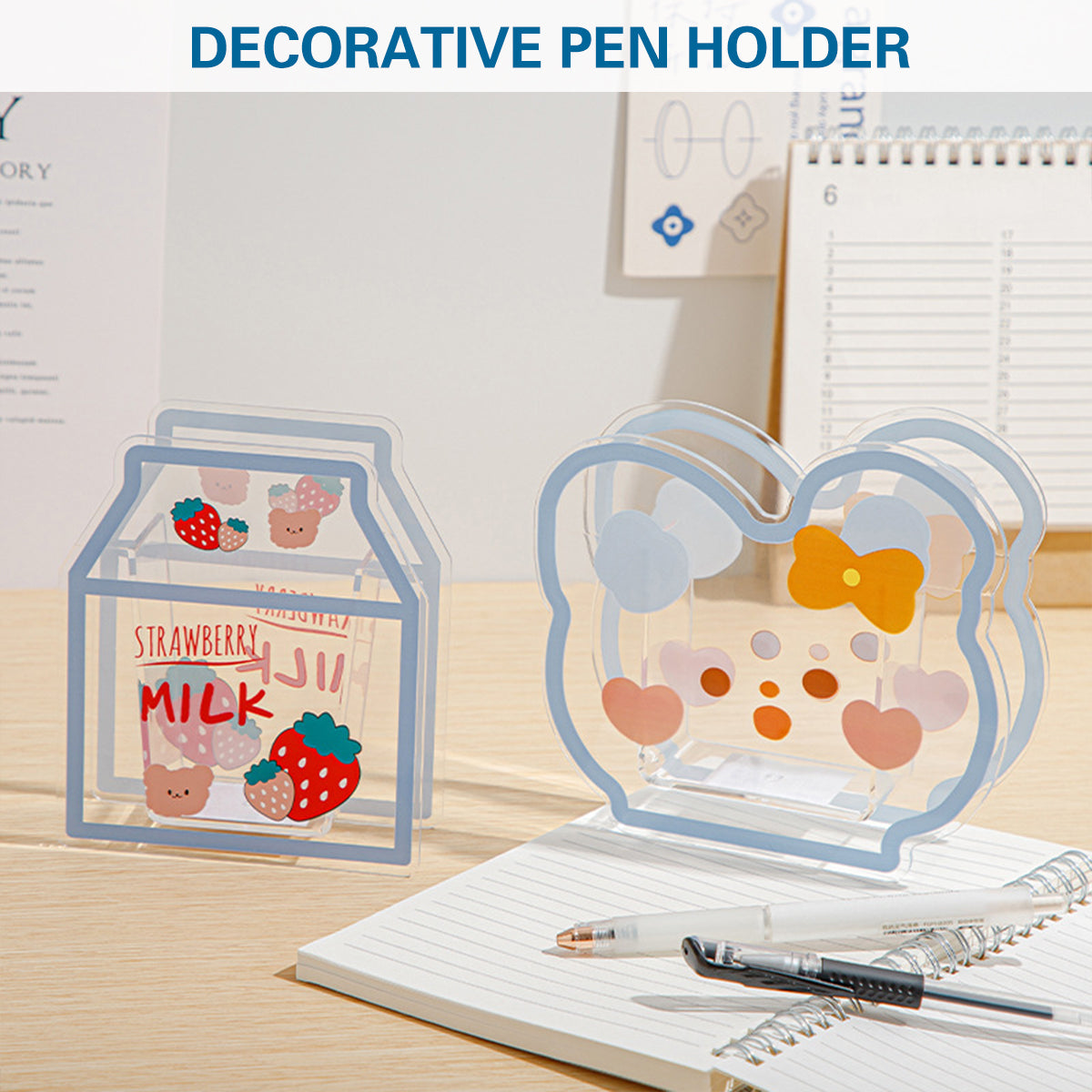 Acrylic Cartoon Pen Holder Cute Desk Organizer for Stationery