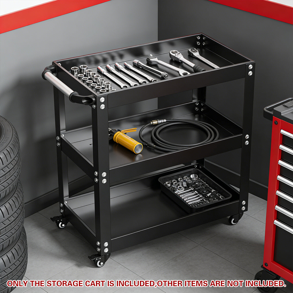 3 Tier Mobile Storage Tool Cart for Garage
