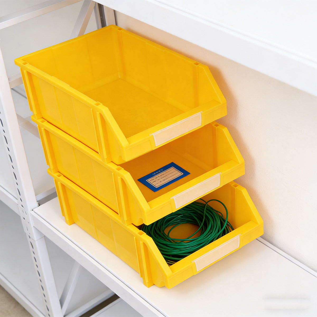 2pcs Slanted PE Storage Box with Label Clip