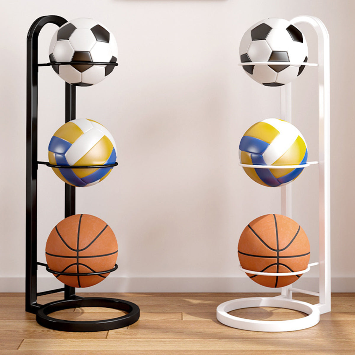 3-4 Tier Ball Storage Rack for Basketball Sports