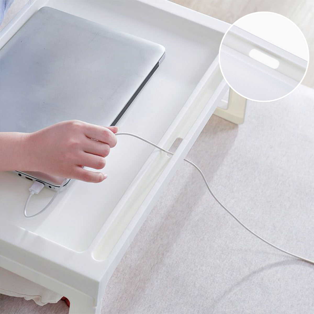 Foldable Laptop Bed Table Portable PP Desk with Device Slot