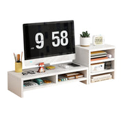 2 Pcs Monitor Riser and 3-Tier Desk Storage Rack White Wood