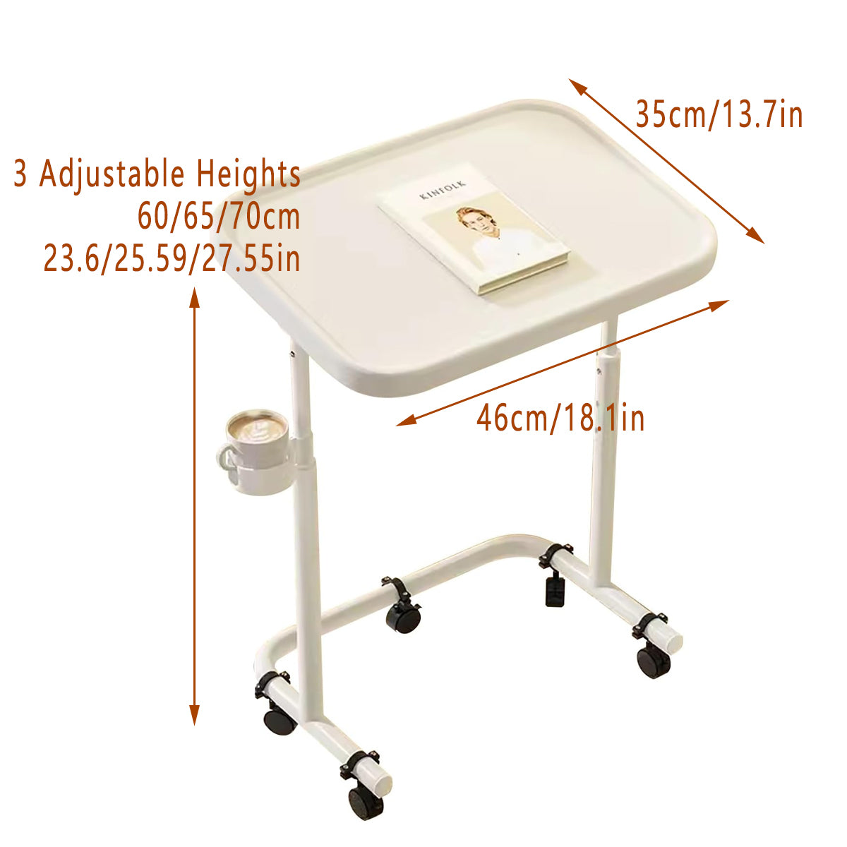 Adjustable Mobile Laptop Desk with Tiltable Top and Wheels