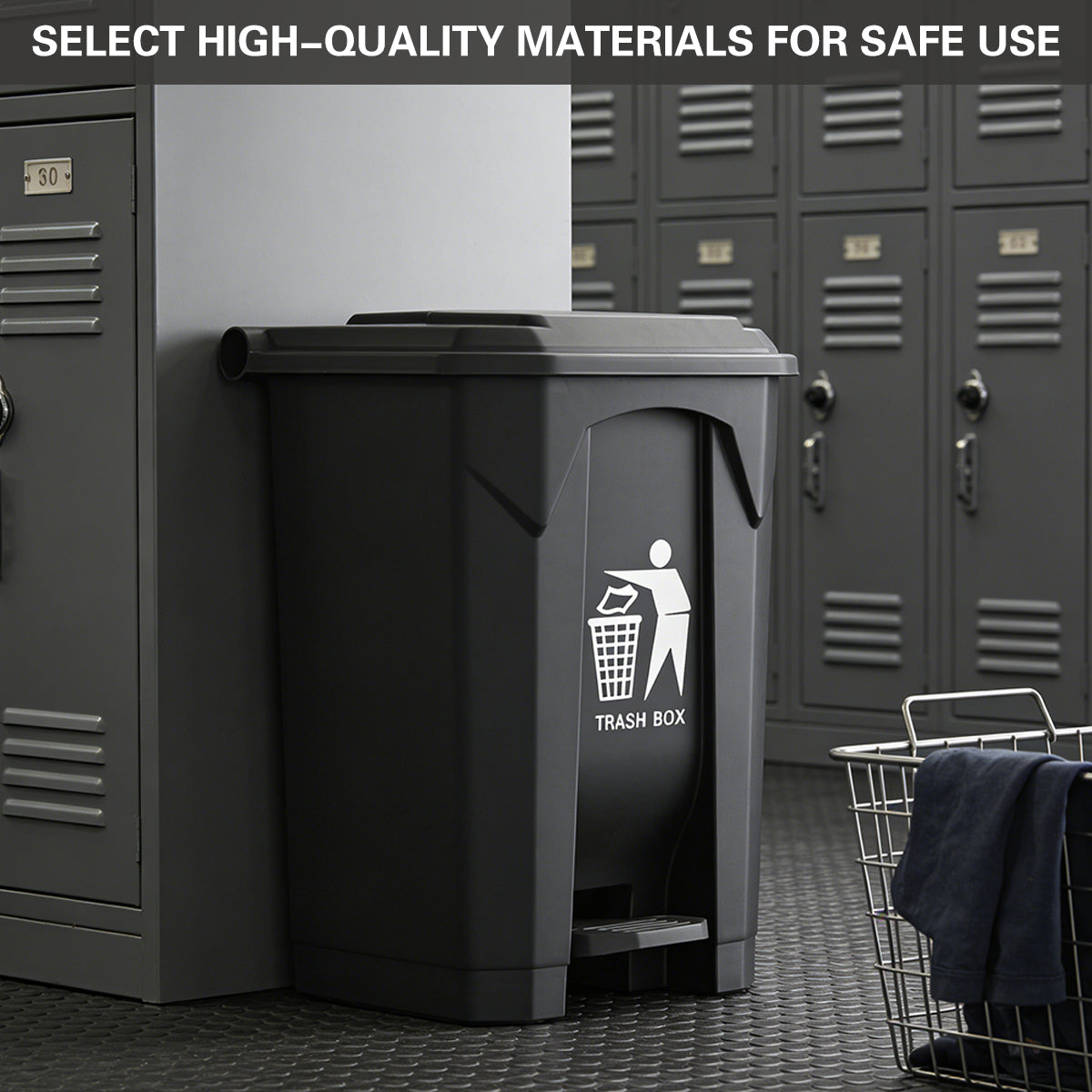 100L Pedal Trash Can with Lid and Elevated Base