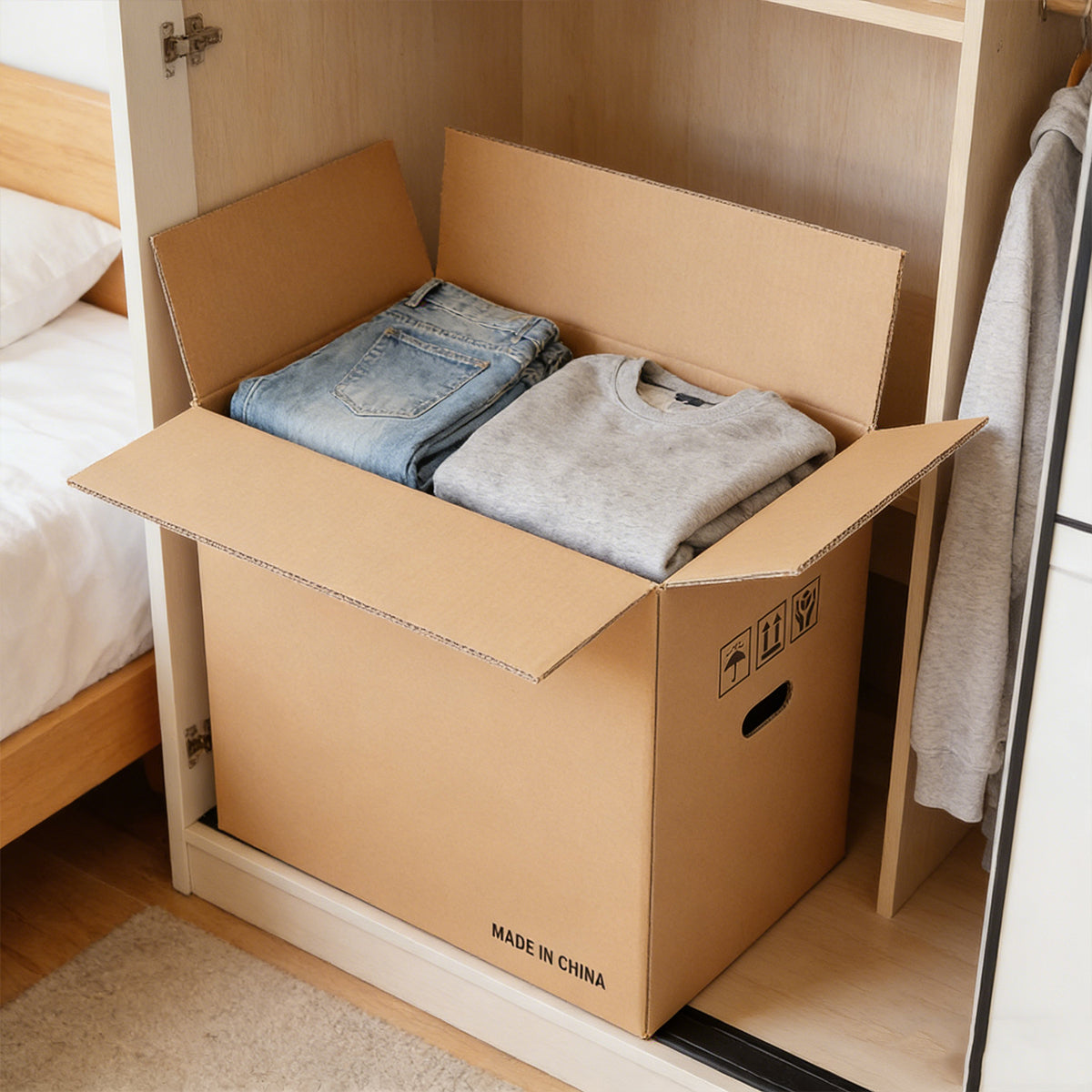 10pcs Hard Cardboard Moving Boxes with Handles