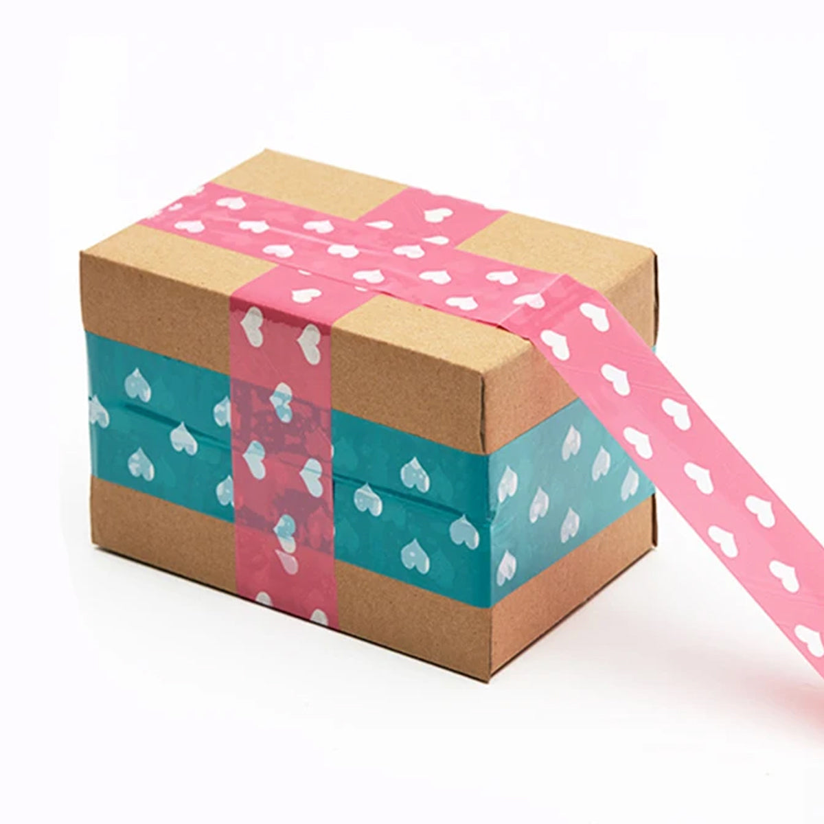 5 Rolls Cute Heart Design Packing Tape Adhesive Set Pink & Blue