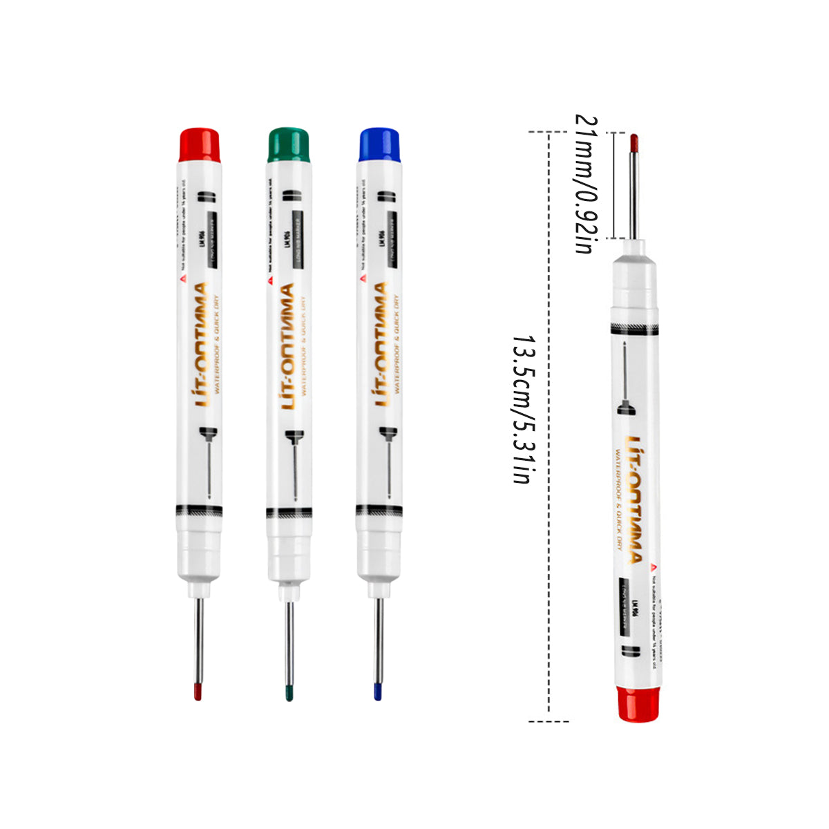 6PCS Long Nosed Precision Markers Waterproof Multi-Surface Marker Pens