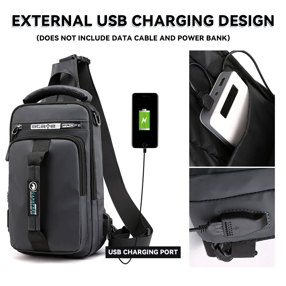 Multi-Function Shoulder Bag with USB Charging Port