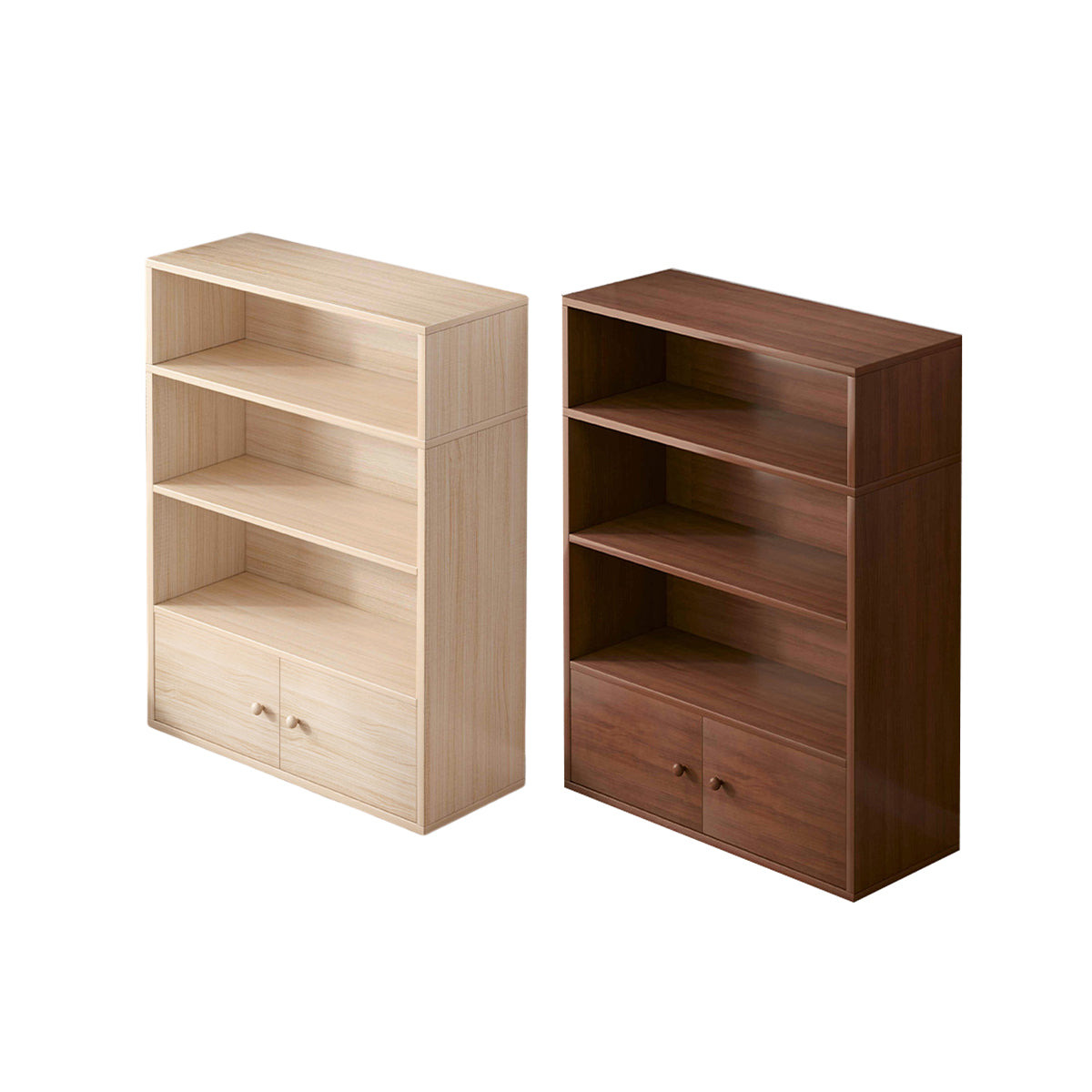 4-Tier Floor-Standing Bookshelf with Cabinet