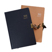 2 Pcs Kraft Paper Notebooks 365-Day Planner Cowhide Lock