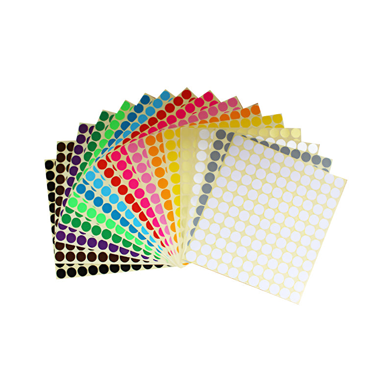 16 Sheets Round Dot Stickers Mixed Colours Self Adhesive