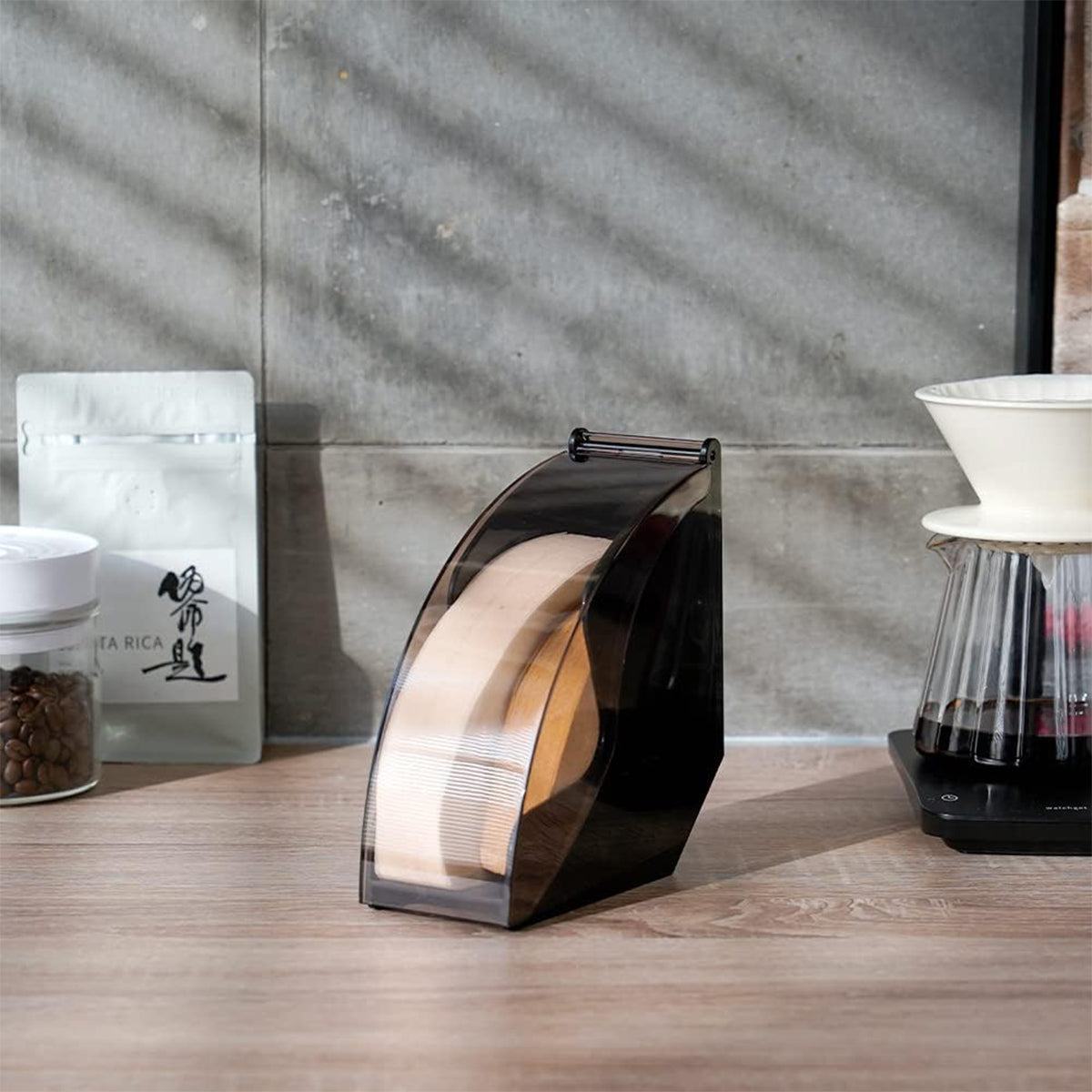 Fan Shaped Coffee Filter Storage Box Dustproof Acrylic