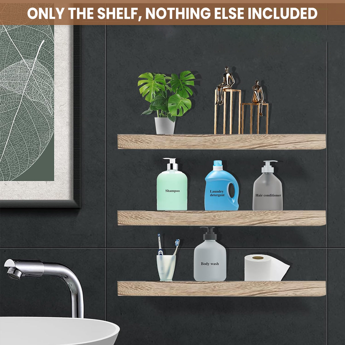 3pcs Wooden Wall Shelf Set for Home Decor