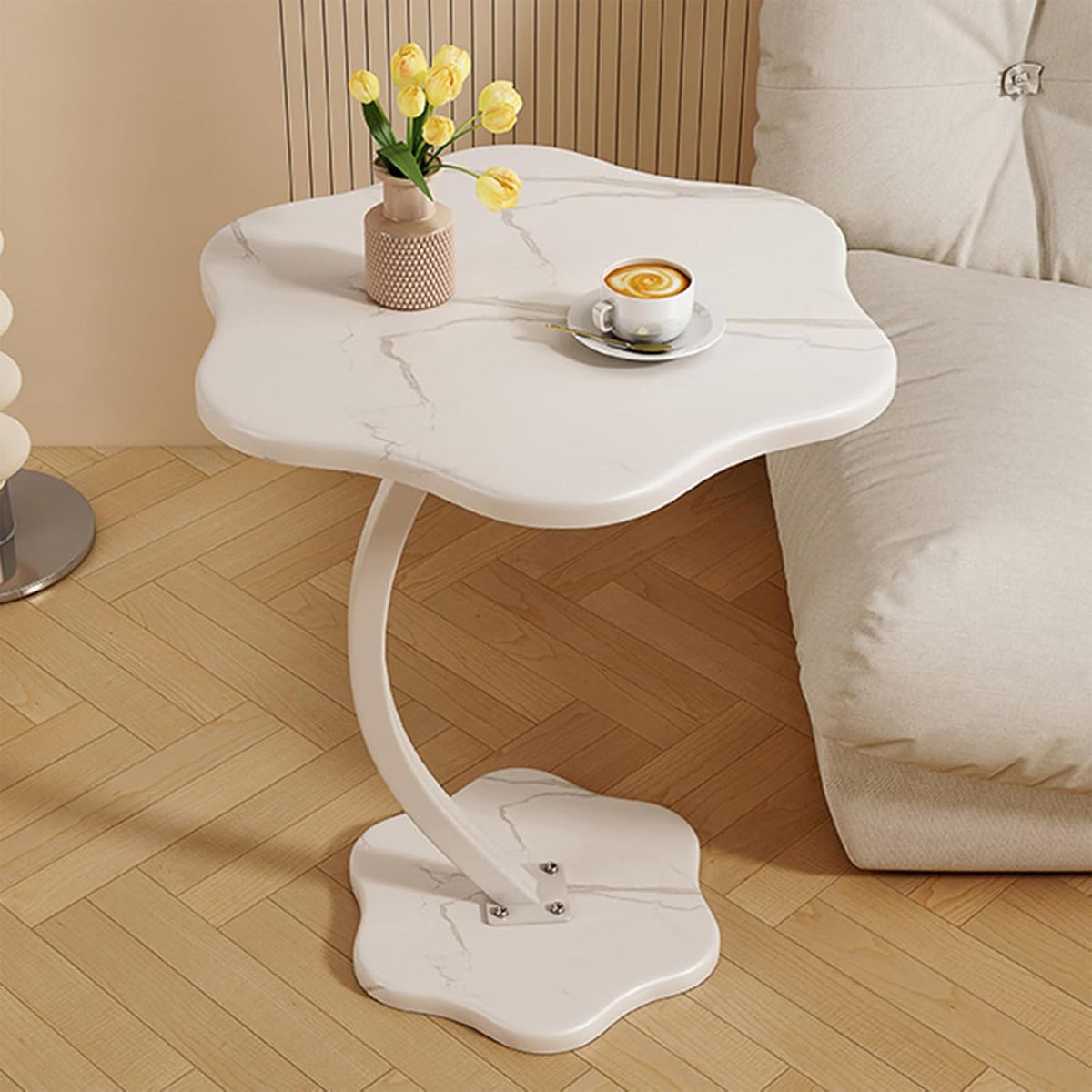 White Side Table with Storage Shelf for Home Office Use