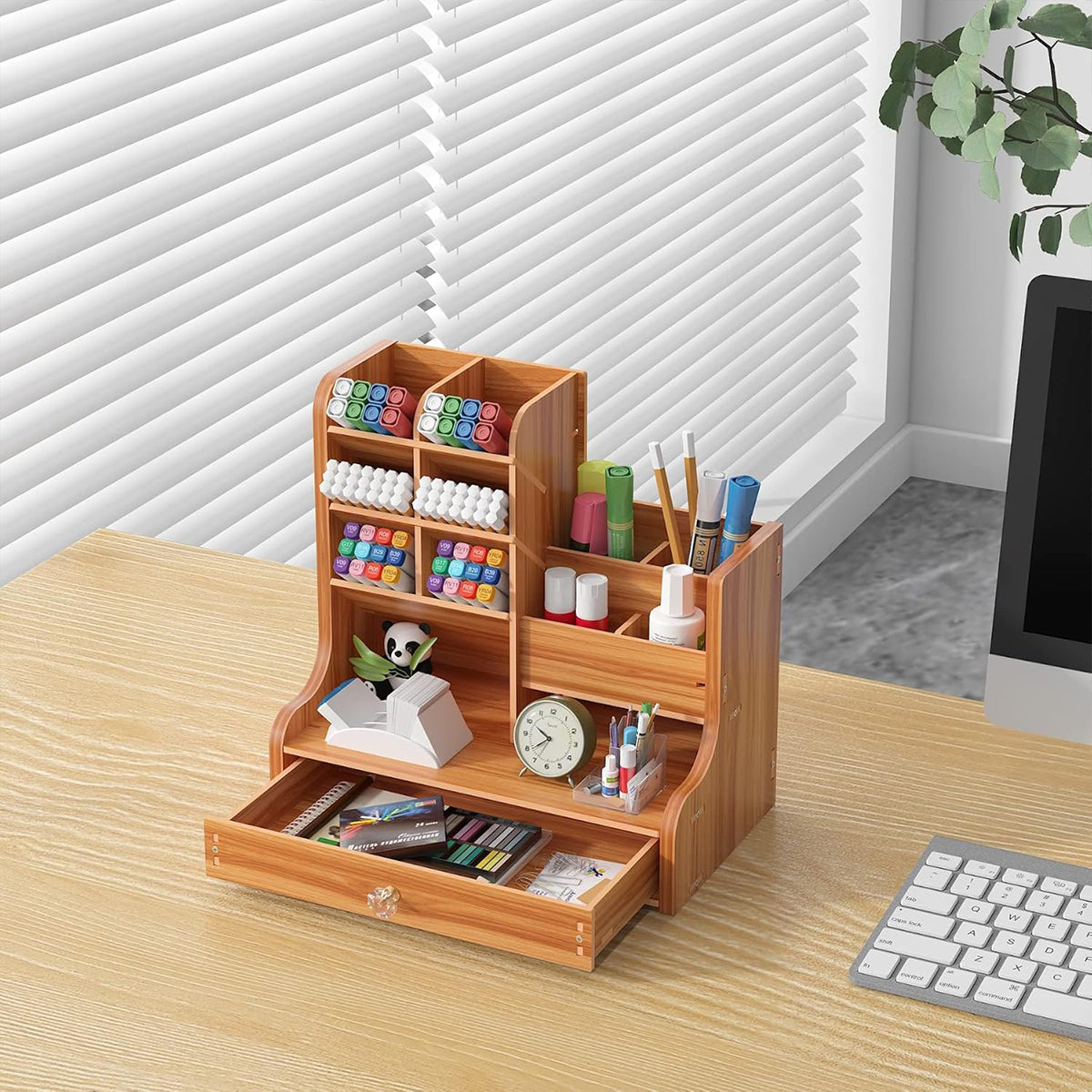 Desktop Office Organizer with Drawer and Pen Holder