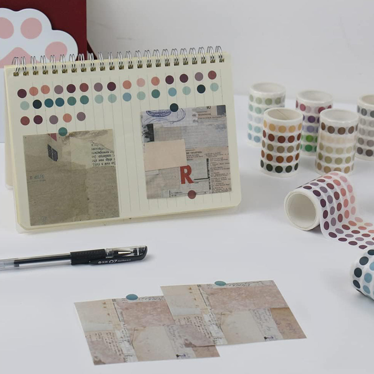 9 Pcs Washi Tape Set Dot Gradient Stickers for Scrapbooking and Journaling