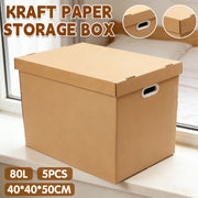 5pcs 80L Kraft Paper Storage Box with Lid