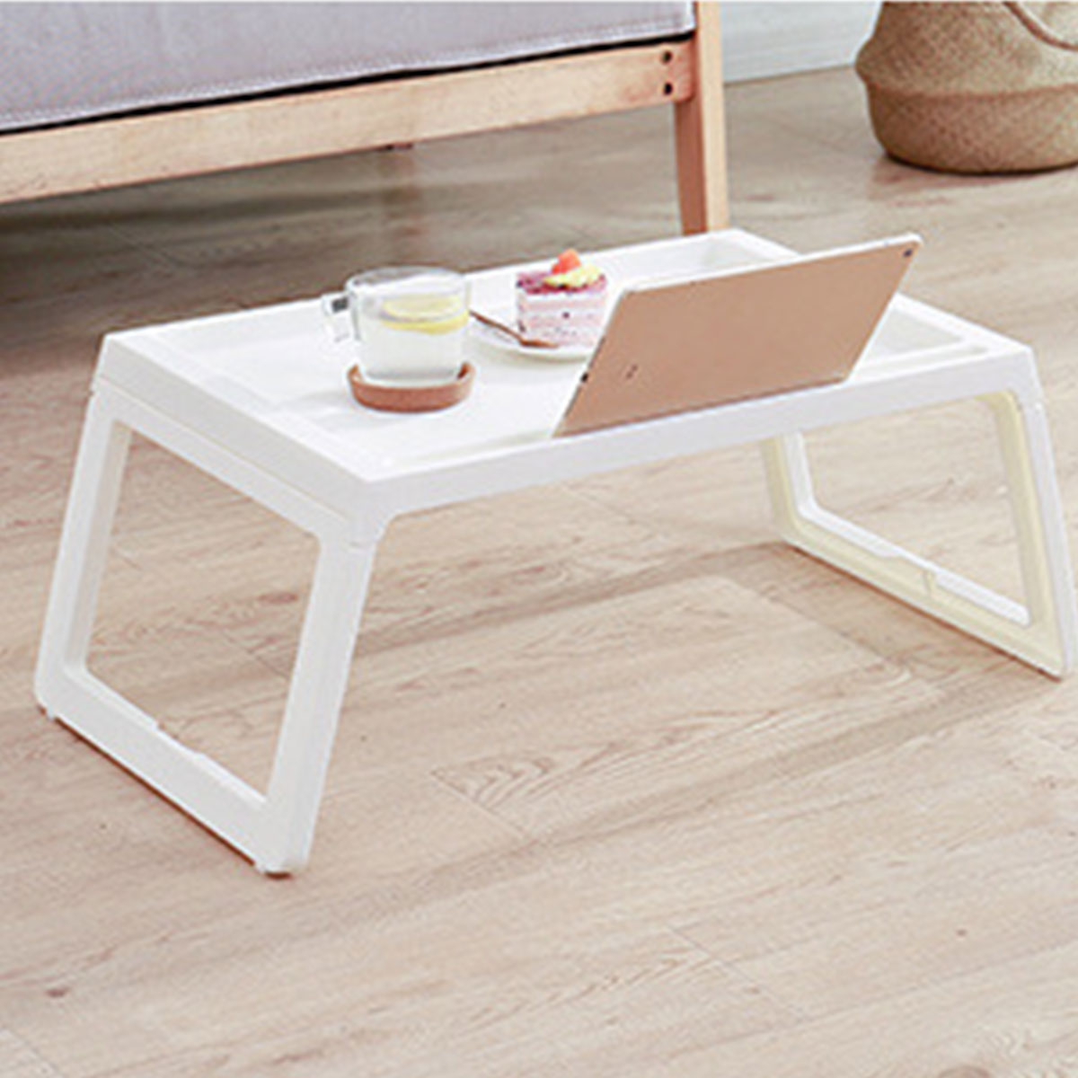 Foldable Laptop Bed Table Portable PP Desk with Device Slot