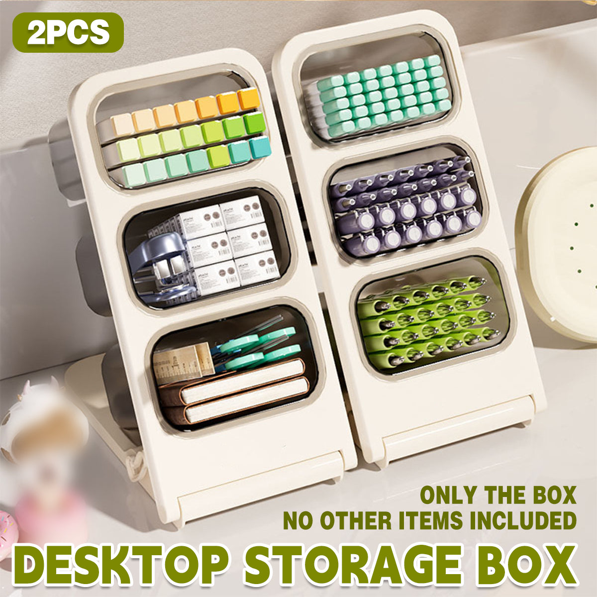 2 Pcs Large Capacity Desk Organiser Slanted Pen Holder PET ABS