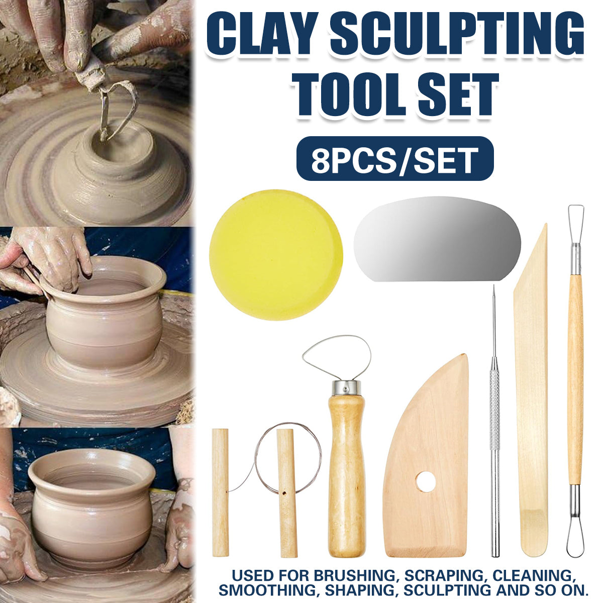 8 Pcs Pottery Sculpting Tool Set for Art Craft Use