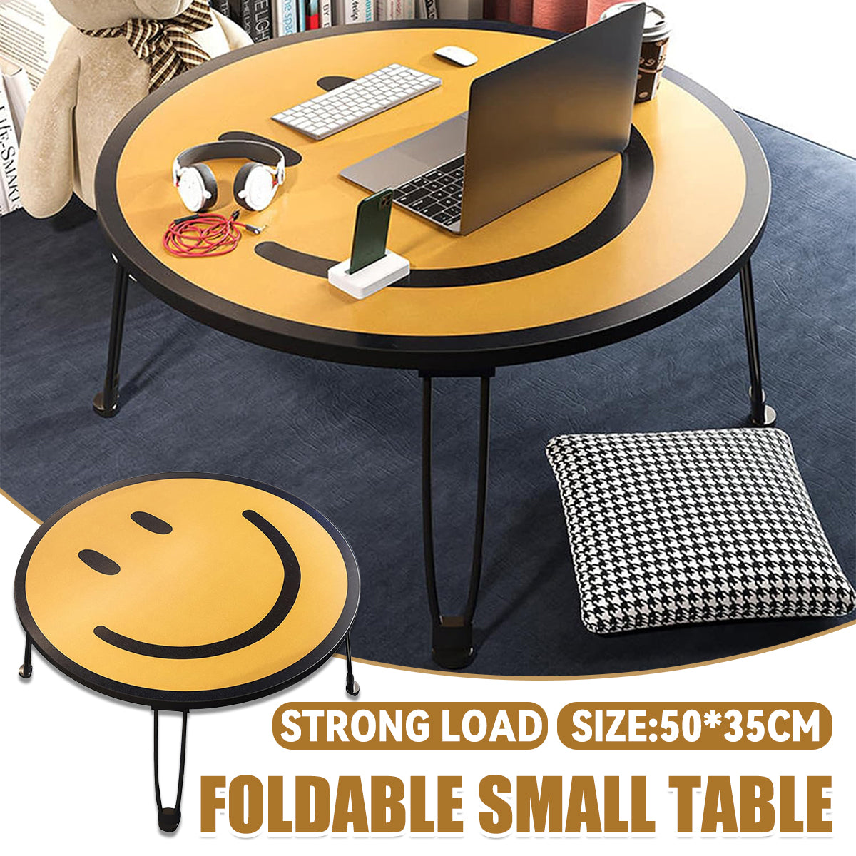 Foldable Small Table with Smiley Face Pattern for Children Use