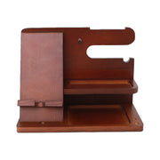 Wooden Mobile Phone Holder Desk Organiser with Storage Compartments