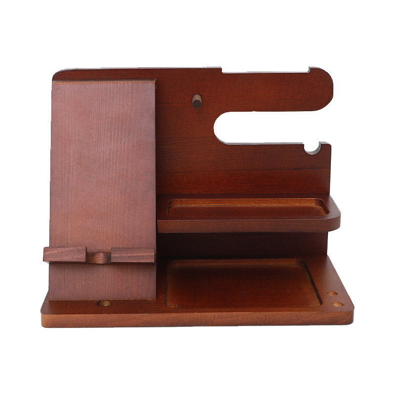Wooden Mobile Phone Holder Desk Organiser with Storage Compartments