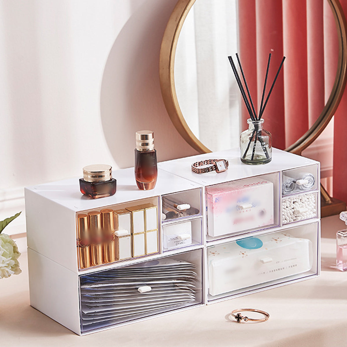 Clear Drawer Storage Box Desktop Organizer