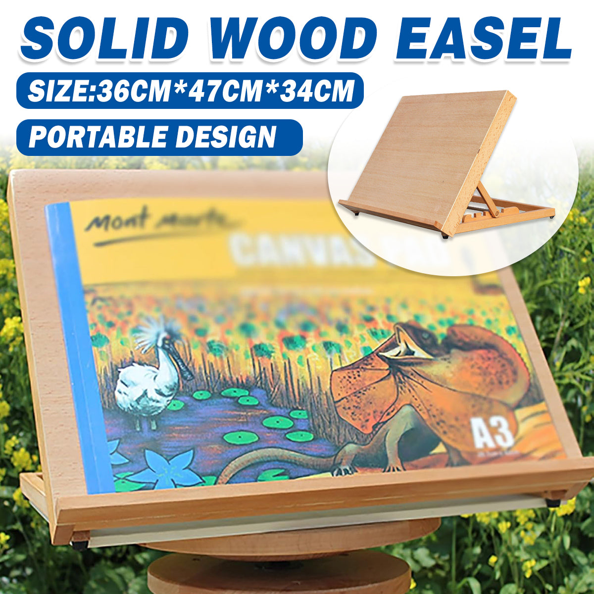 Tabletop Solid Wood Easel Adjustable Wooden Display Stand