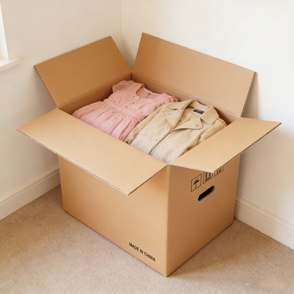 10pcs Hard Cardboard Moving Boxes with Handles