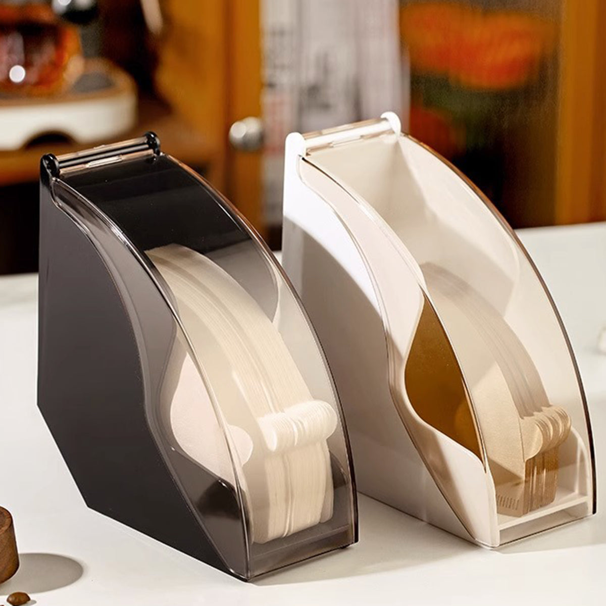 Fan Shaped Coffee Filter Storage Box Dustproof Acrylic