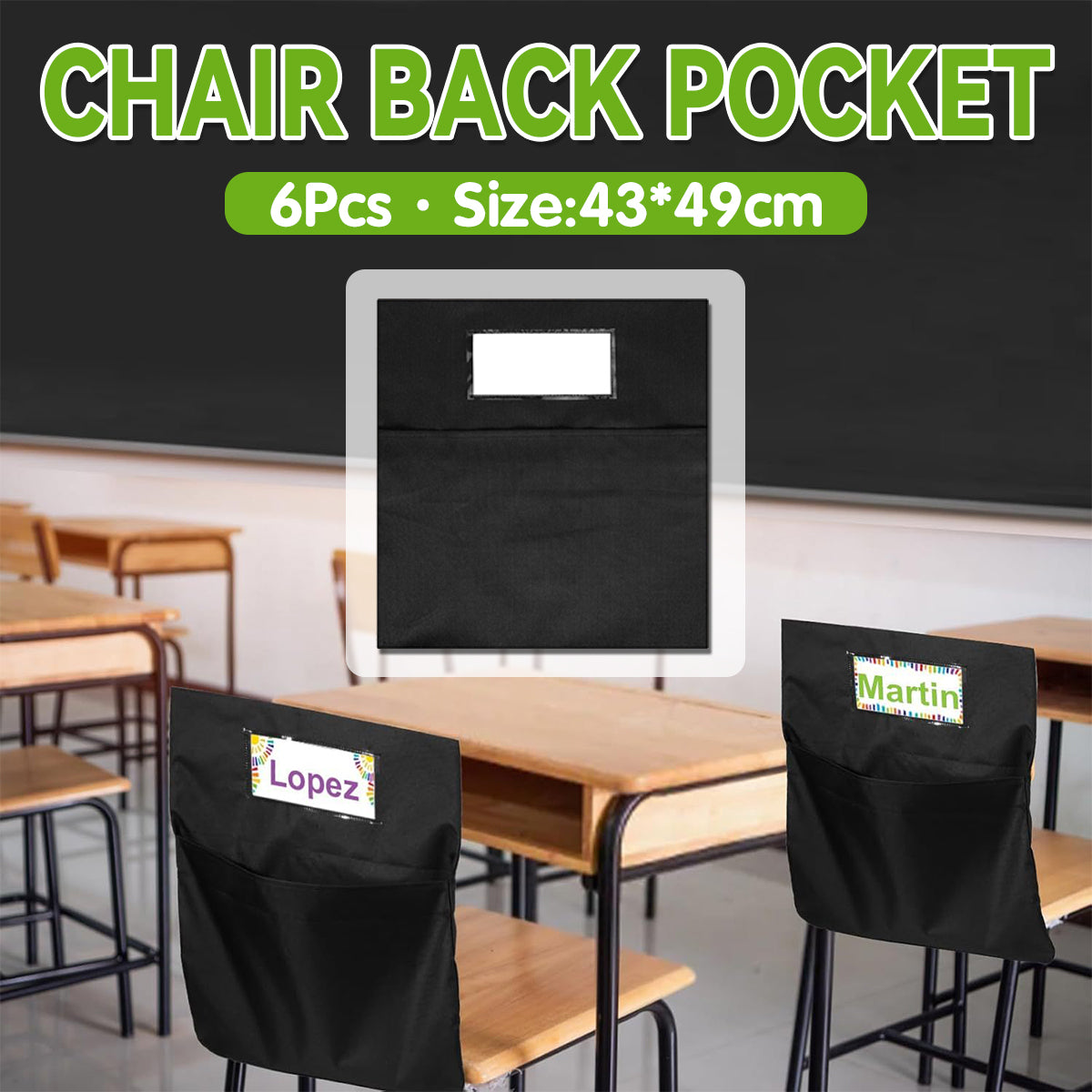 6 Pcs Chair Back Hanging Bags for Classroom