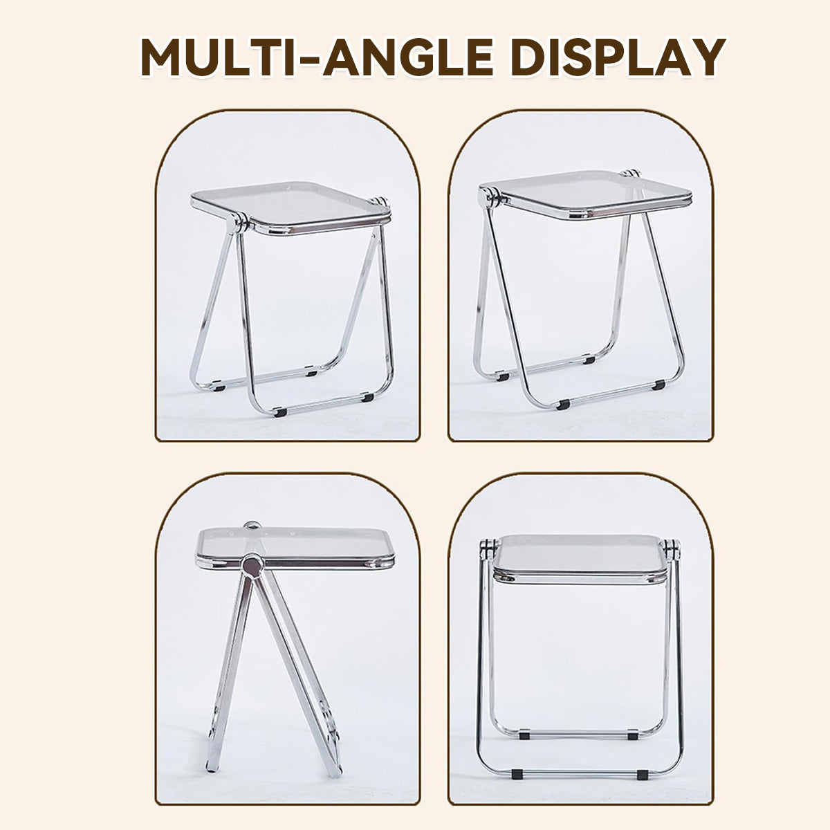 Foldable Transparent Coffee Table with PET Top