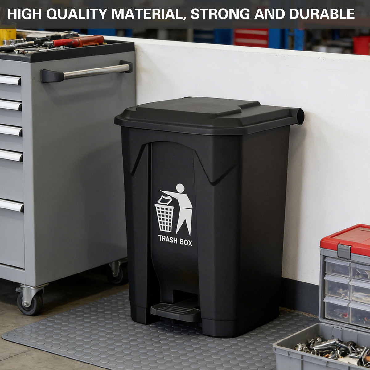 100L Pedal Trash Can with Lid and Elevated Base