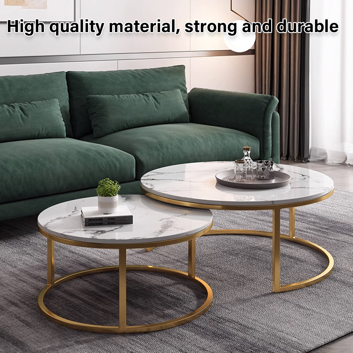 2-Piece Round Nesting Coffee Table Modern Living Room