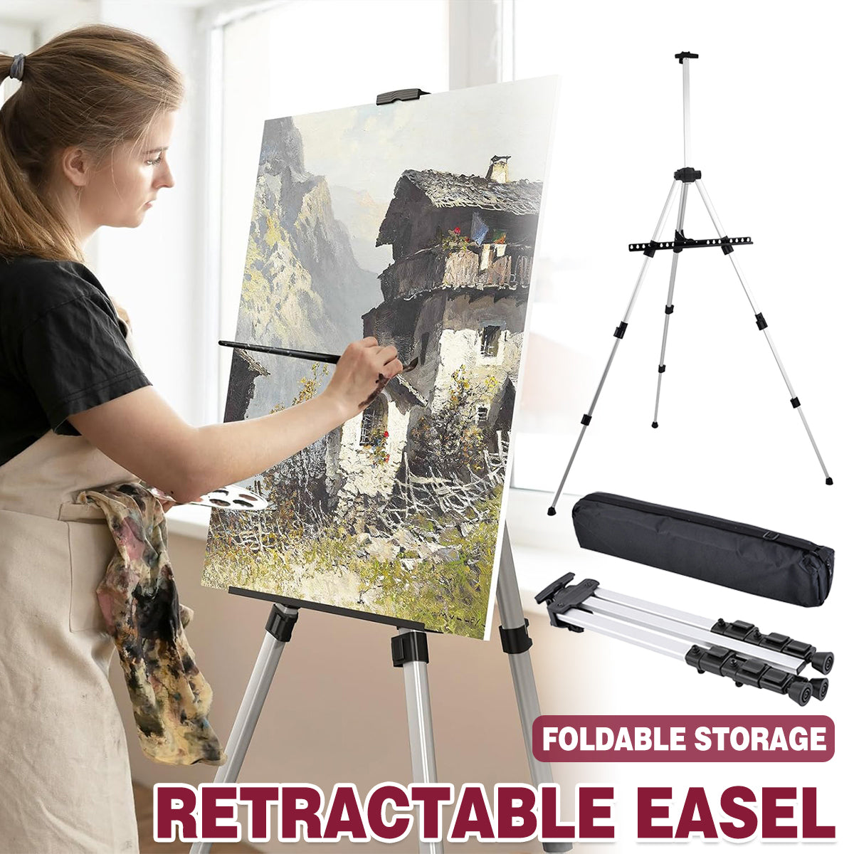 Aluminum Alloy POP Stand Telescopic Tripod Display Easel