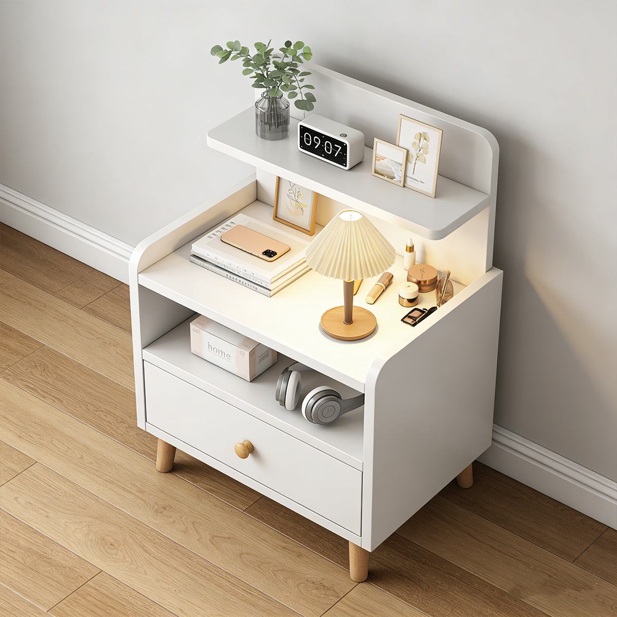 Minimalist Bedside Table Cabinet with Drawers