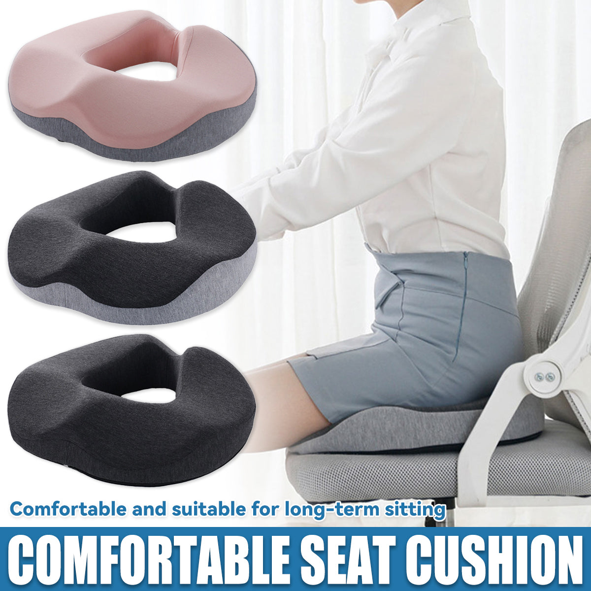 Memory Foam U-Shaped Seat Cushion with Non-Slip Base
