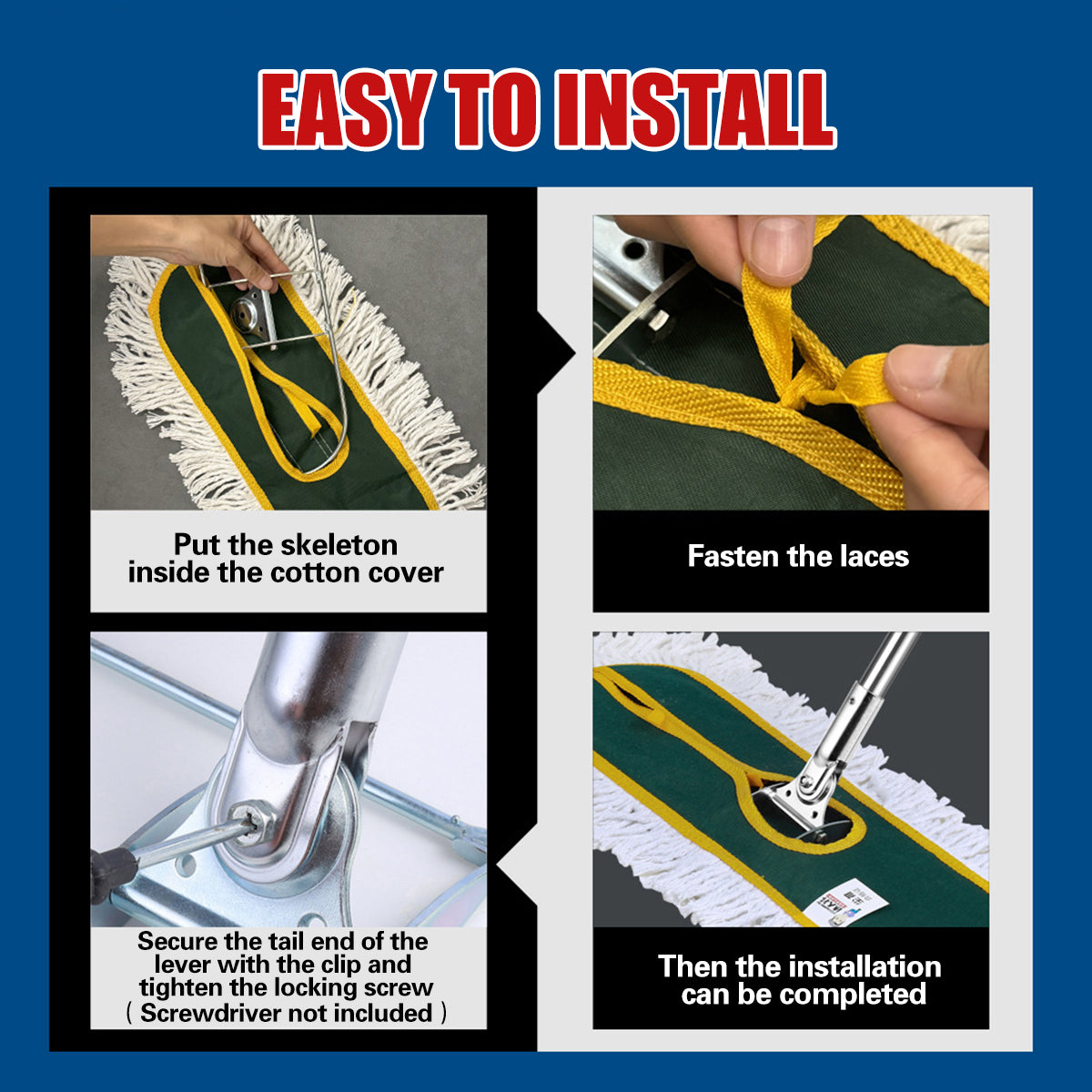 Extra Long Flat Mop with 180 Rotating Handle