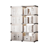 5 Tier Double Row Bookshelf Rack with Doors Storage Unit