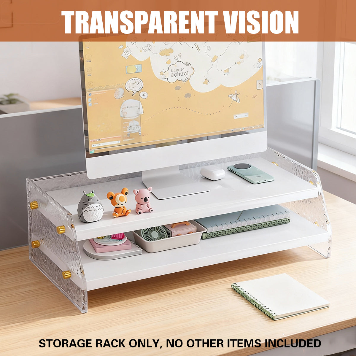 Acrylic Double-Layer Desktop Organiser for Monitor