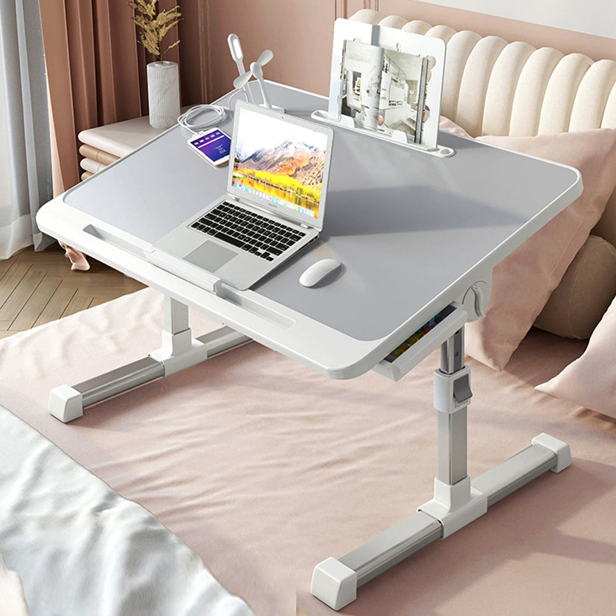 Laptop Bed Tray Desk Adjustable with USB Port for Work and Study