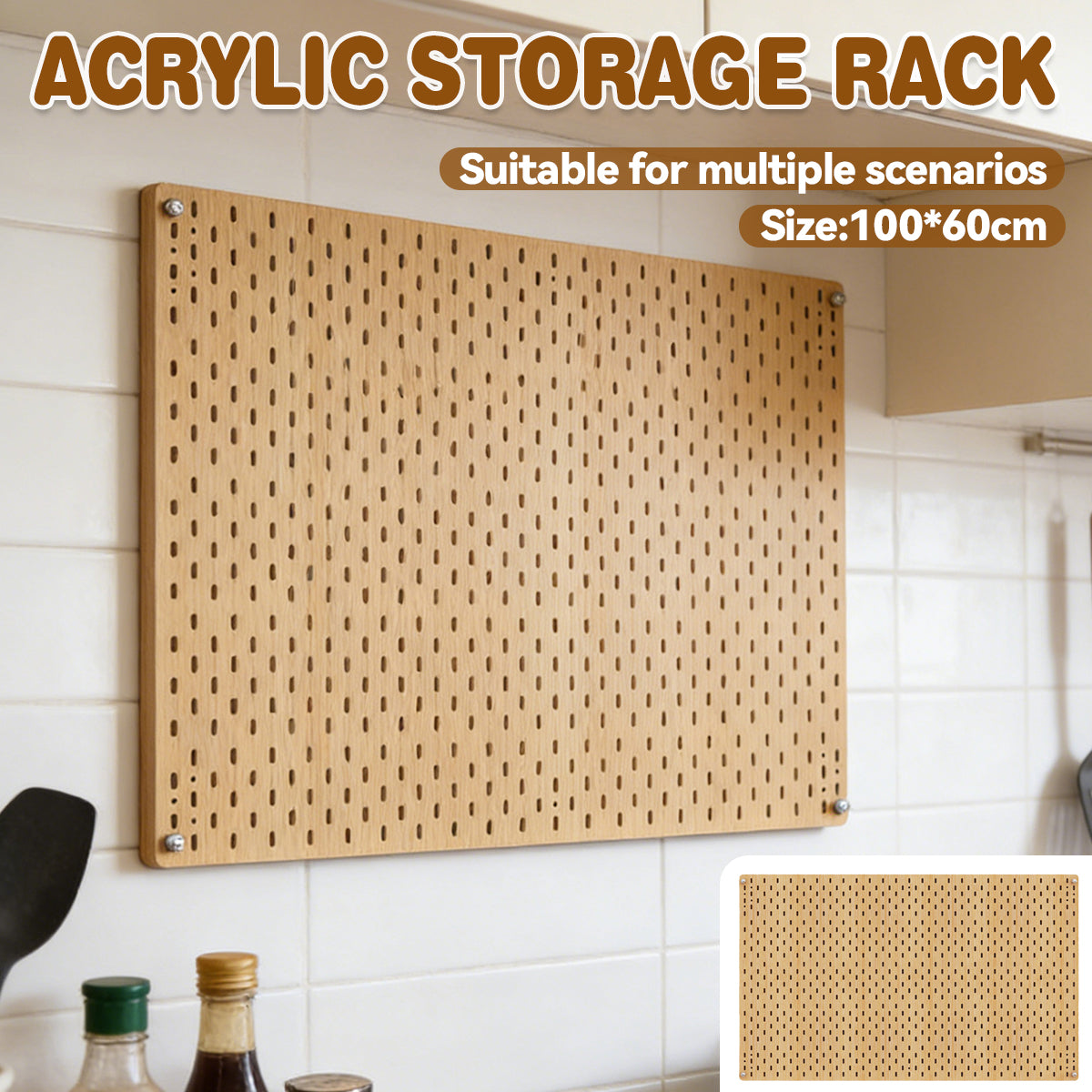 Acrylic Pegboard Wall Organiser 100x60cm