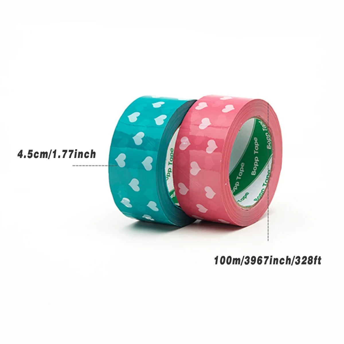 5 Rolls Cute Heart Design Packing Tape Adhesive Set Pink & Blue
